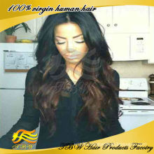 Two tone color and fashionable women's full lace wig with baby hair wigs